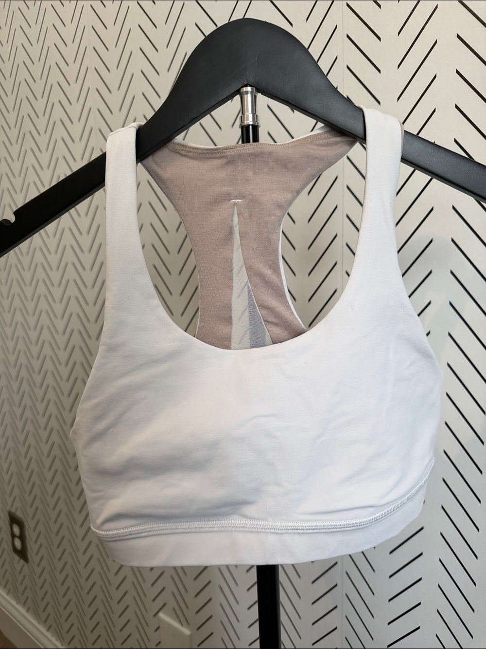 lululemon athletica White Racerback Sports Bra with Beige Lining